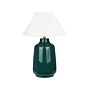 Table Lamp Dark Green Ceramic Base Fabric Shade Ambient Lighting Bedside Table Lamp