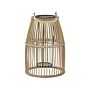 Lantern Beige Bamboo Wood 32 Cm With Glass Holder Boho Style Indoor And Outdoor