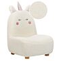 Animal Chair White Polyester Upholstery Armless Nursery Furniture Seat For Children Modern Design Unicorn Shape