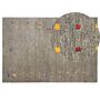 Area Rug Grey Wool 140 X 200 Cm Rectangular Multicolour Geometric Pattern Hand Tufted