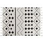 Rug Off-white Black Cotton 160 X 230 Cm Geometric Pattern Runes Tribal Tassels Oriental