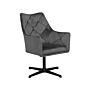 Armchair Grey Velvet 73l X 61w X 95h Tufted Back Single Metal Leg