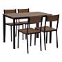 Dining Set Dark Wood Top Black Steel Legs Rectangular Table 110 X 70 Cm 4 Chairs