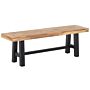 Garden 2-seater Dining Bench Light Wood Seat Black Legs Rustic Country Garden