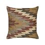 Scatter Cushion Multicolour Jute Cotton 45 X 45 Cm Geometric Pattern Handmade Removable Cover With Filling