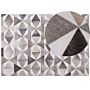 Area Rug Grey Leather 160 X 230 Cm Patchwork Cowhide Geometric Rectangular