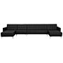 Corner Sofa Bed Black Faux Leather Tufted Modern U-shaped Modular 6 Seater With Chaise Lounges