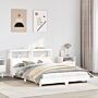 Vidaxl Bed Frame With Headboard White 160x200 Cm Solid Wood Pine