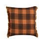 Decorative Cushion Orange And Black 45 X 45 Cm Chequered Pattern With Fringes Retro Décor Accessories