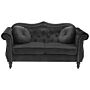 Sofa Black Velvet 2 Seater Nailhead Trim Button Tufted Throw Pillows Rolled Arms