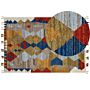 Kilim Area Rug Multicolour Wool And Cotton 200 X 300 Cm Handmade Woven Boho Patchwork Pattern With Tassels