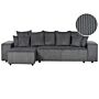 Right Hand Corner Sofa Dark Grey Corduroy 3 Seater Extra Scatter Cushions