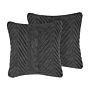 Set Of 2 Decorative Cushions Grey Knitted 45 X 45 Cm Crochet