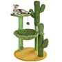 Pawhut 82cm Chenille Cactus Cat Tree With Scratching Post, Hammock, Green