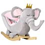 Homcom Baby Rocking Horse Elephant Rocking Chair Rocker Toy With Wooden Base Seat Safety Belt For 1.5-3 Year Old, Grey