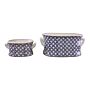 Set Of 2 Ceramic Footbath Planters, Vintage Blue & White Geometric Design