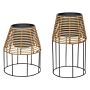 Set Of 2 Plant Pot Stands Brown Pe Rattan Round With Plastic Insert