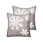 Set Of 2 Scatter Cushions Grey White Cotton Velvet 45 X 45 Cm Christmas Motif Snowflake Print Accessories