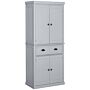 Homcom Traditional Kitchen Cupboard Freestanding Storage Cabinet With Drawer, Doors And Adjustable Shelves, Grey