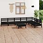 Vidaxl 8 Piece Garden Lounge Set Solid Wood Pine Black