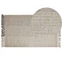 Rug Grey Wool Cotton 80 X 150 Cm Hand Woven Flat Weave With Tassels