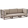 Garden Sofa Dark Acacia Wood Outdoor 3 Seater Bnech With Cushions Modern Design Beliani