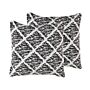 Set Of 2 Scatter Cushions Black And White Cotton 45 X 45 Cm Removable Cases With Polyester Filling