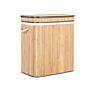 Basket With Zippered Lid Light Wood Bamboo Wood Laundry Hamper 2-compartments With Rope Handles