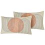 Set Of 2 Decorative Cushions Multicolour Polyester Cotton 30 X 50 Cm Geometric Pattern Paint Print Pillow