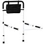 Homcom Safety Bed Rail, Height Adjustable Bed Assist Rail With Storage Pocket, Grab Bar, White