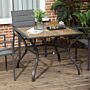 Outsunny Outdoor Garden Table Dining Table For 4 With Parasol Hole, Stone-grain Effect Pc Board Top, Brown