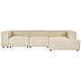 Modular Left Hand Sofa Beige Linen 3 Seater Sectional Corner Sofa With Black Legs