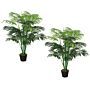 Outsunny 2 Pack Artificial Plant Palm Tree In Pot, Fake Plants For Home Decor, 125cm, Green