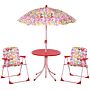 Outsunny Kids Folding Picnic Table And Chairs Set Color Stripes Outdoor W/ Parasol