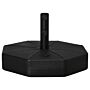 Outsunny Octagonal Garden Parasol Base Holder Outdoor Market Umbrella Stand Weights, Up To 28kg Water Filled Or 40kg Sand Filled, Black