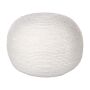 Pouf White Wool Eps Filling Round Ø 50 Cm Ottoman Handwoven