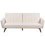 Sofa Bed Light Beige Fabric Upholstered Sleeper Convertible Elegant