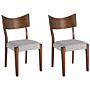 Set Of 2 Dining Chairs Dark Wood Rubberwood Seat Pad Accent Dining Seat Modern Traditional Design