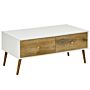 Homcom Coffee Table For Living Room, Office, Study Room, Reception Room, W/ 4 Storage Drawers, Sofa Table, Graceful Functional Table, Natural Wood