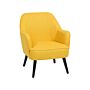 Armchair Yellow Club Chair Retro Style Wooden Legs Beliani