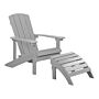 Garden Chair Light Grey Plastic Wood With Footstool Weather Resistant