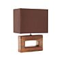 Table Lamp Copper Porcelain Base Brown Faux Silk Rectangular Shade 42h Cm Bedside Table Lamp