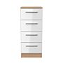 Contrast 4 Drawer Bedside Cabinet In White & Bardolino Oak