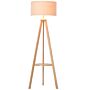 Homcom Freestanding Tripod Floor Lamp Bedside Light Reading Light With Storage Shelf Linen Shade For, 154cm, Cream