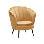 Armchair Yellow Velvet Novelty Shape Metal Legs