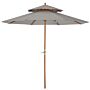 Outsunny 2.7 M Double Tier Outdoor Patio Garden Sun Umbrella Sunshade Wooden Parasol Grey Shade Canopy