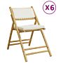 Vidaxl 6 Piece Folding Bistro Chairs With Cream White Cushions Bamboo