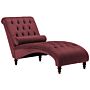 Chaise Lounge Red Velvet Chesterfield Buttoned Chaise Wooden Legs