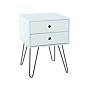 Painted White Telford, White & Metal 2 Drawer Bedside Cabinet