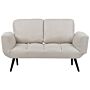 Fabric Sofa Bed Beige Loveseat Adjustable Armrests Living Room Guest Bed